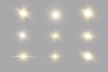 Bright light effects. Shiny stars.glare, explosion, sparkle, line, sun flare, spark and stars.