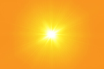Warm sun on a yellow background. Leto.bliki solar rays.Оrange yellow background.