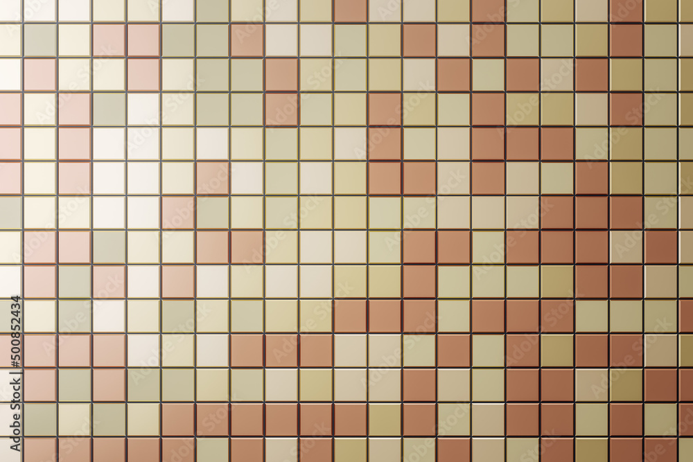 Poster beige ceramic wall and floor tiles abstract backdrop. design geometric mosaic texture for bathroom d