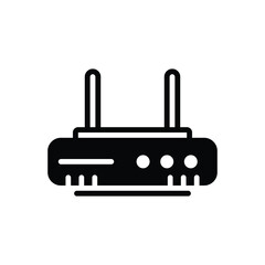 Black solid icon for modem