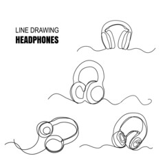 Headphone Linear Art Drawing