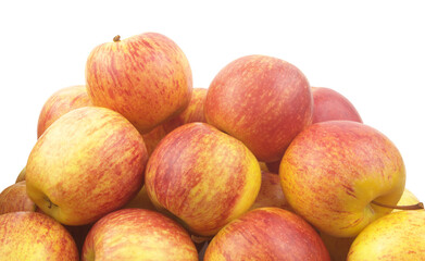 Heap of many ripe apples isolated on white background	