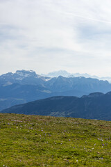 Fototapeta na wymiar Le Mont Blanc en France depuis la station de Semnoz proche d'Annecy