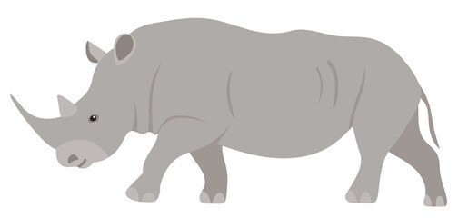 rhinoceros flat design, isolated on white background