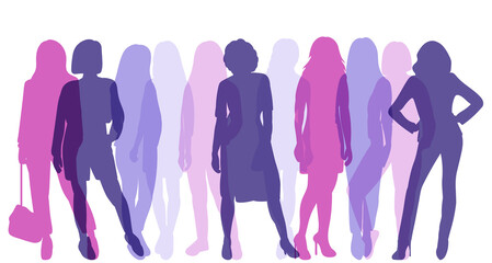 girls, women silhouette, on white background, isolated