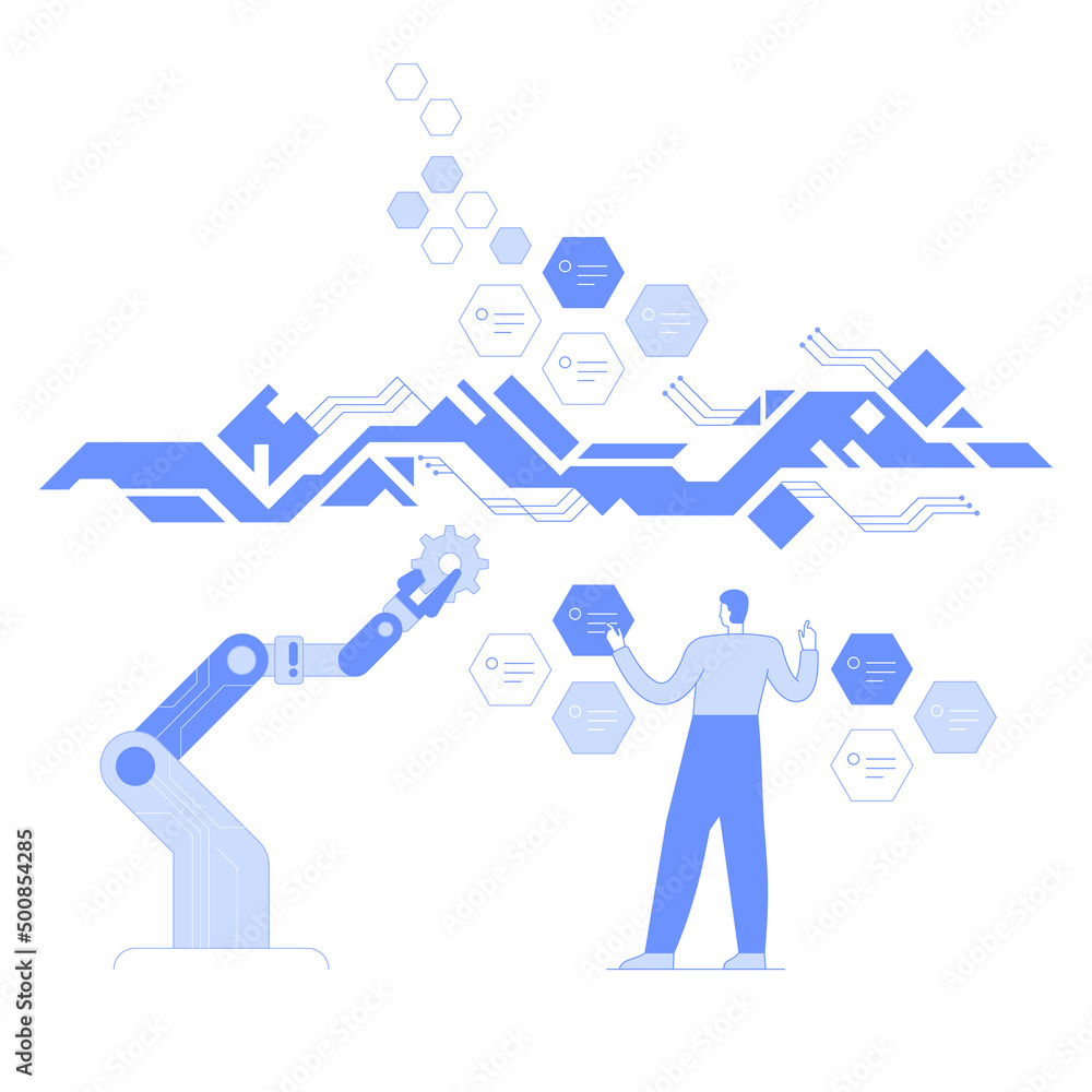 Poster creating a project in the metaverse and virtual reality technology concept. own custom virtual unive