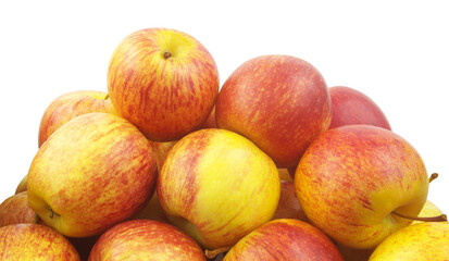 Heap of many ripe apples isolated on white background	
