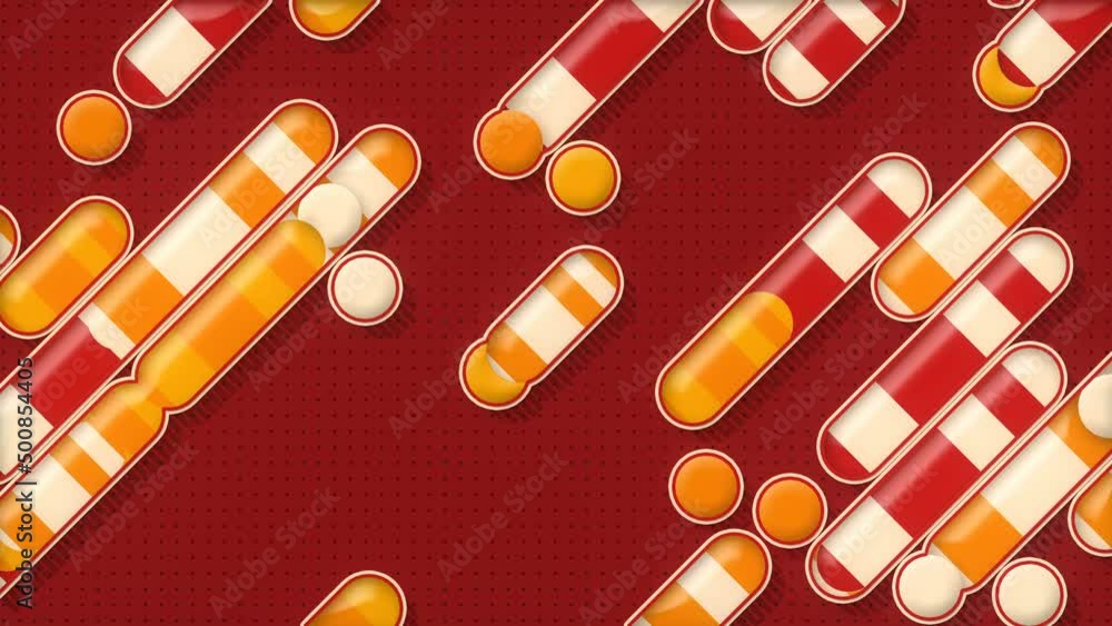 Fototapete Movement of lines and dots with trendy gradient. 3d rendering loop animation 4K
