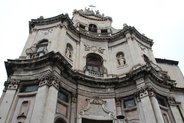 Fototapeta na wymiar baroque church (san placido) in catania in sicily (italy) 