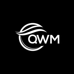 QWM letter logo design on black background. QWM  creative initials letter logo concept. QWM letter design.
