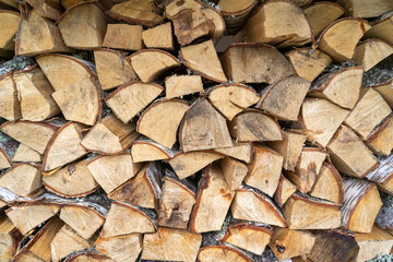 View of a stack of firewood. Backround.