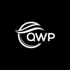 QWP letter logo design on black background. QWP  creative initials letter logo concept. QWP letter design.
