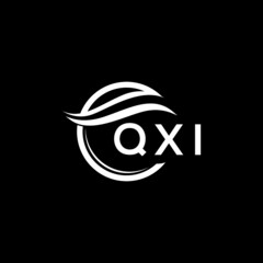 QXI letter logo design on black background. QXI  creative initials letter logo concept. QXI letter design.
