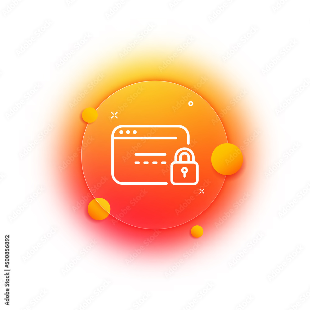 Poster website icon. data security. password. gradient blur button with glassmorphism. clear glass design.