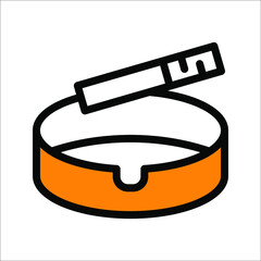 Ashtray Icon, Cigarette Ashtray Vector Art Illustration on white background