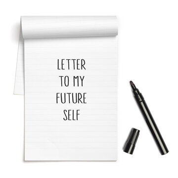 Letter to my future self, text on paper note book