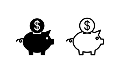 Piggy bank icon vector. Bank sign and symbol