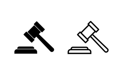 Gavel icon vector. judge gavel sign and symbol. law icon. auction hammer
