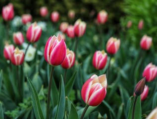 Pink tulips, bouquet of spring flowers. Close up.
