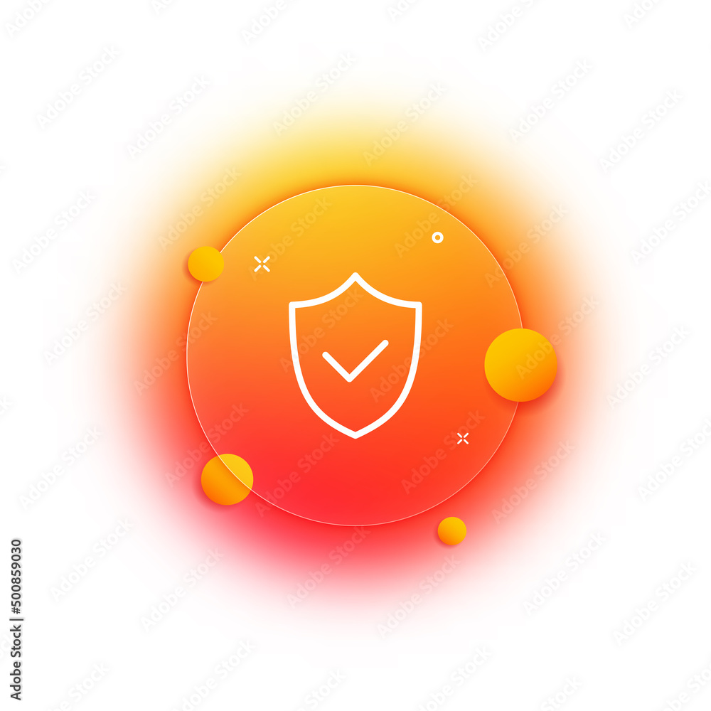 Poster shield icon with checkmark. data protection. virus check. check mark. the defense is successful. gra