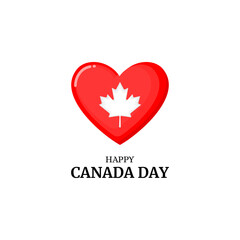 Vector isolated handwritten lettering logo for Canada Day with heart shape