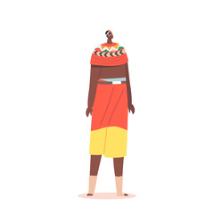 African Male Character in Tribal Clothes, Personage with Dark Skin and Traditional Clothes, Man in National Dress