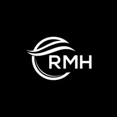 RMH letter logo design on black background. RMH  creative initials letter logo concept. RMH letter design.
