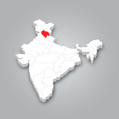 Political Map of India 3D Map of India and Map of Himachal Pradesh are Marked in Red.