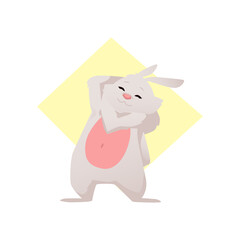 Cute cartoon rabbit isolated on white background, flat vector illustration