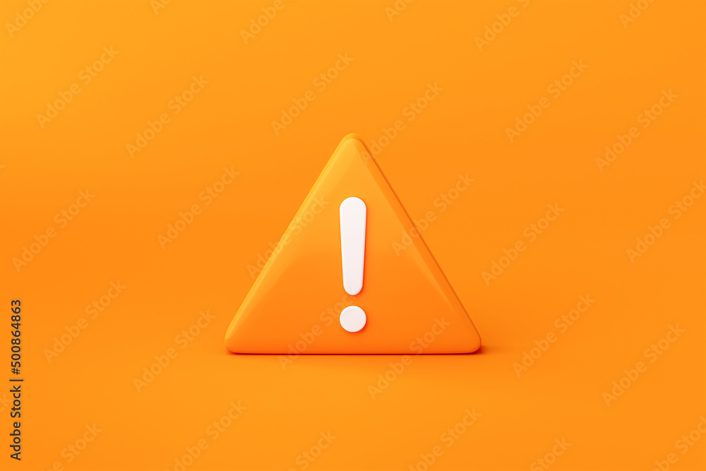 Poster 3d warning icon exclamation sign danger alert background of illustration caution symbol error button