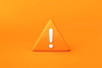 3D warning icon exclamation sign danger alert background of illustration caution symbol error button concept or security attention message and traffic triangle important notice on emergency problem.