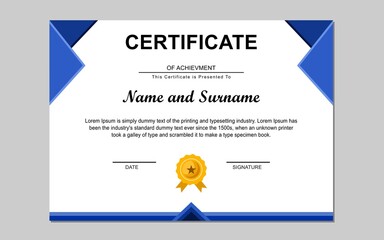 certificate design in orange and blue.