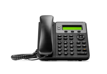 Telephone with VOIP isolated on white background. customer service support, call center concept....