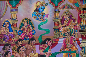 Singapore City,Singapore-September 08,2019: Sri Krishnan Temple is a Hindu temple in Singapore. Built in 1870 and gazetted as a national monument of Singapore in 2014.