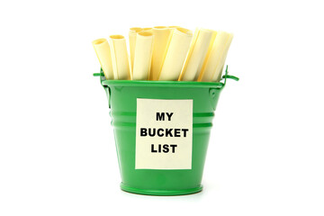 Bright and vivid Bucket List concept