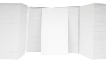 Stacks of business cards isolated on white