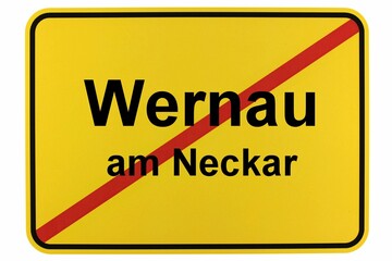 Illustration eines Ortsschildes der Stadt Wernau am Neckar
