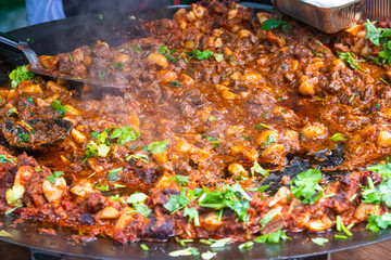 Stewed beef with potatoes at Brick Lane market in London