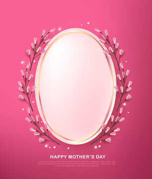 Mothers day background layout in oval frame with flower
