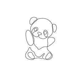 Vector isolated baby panda bear one line single line graphic line art drawing © MariMuz