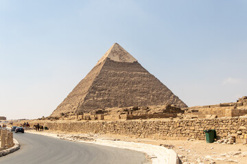 Pyramid of Khafre of Chephren is the second tallest of the Ancient Egyptian Pyramids of Giza and the tomb of pharaoh Khafre