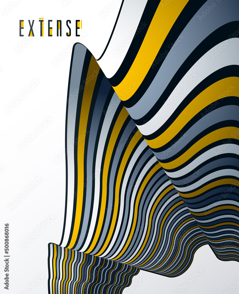 Aufkleber 3d abstract lines in perspective vector background, modern trendy design element, cool style layout 