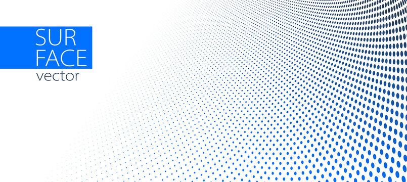 Dotted vector abstract background, blue and grey dots in perspective flow, dotty texture abstraction, big data technology image, cool backdrop.