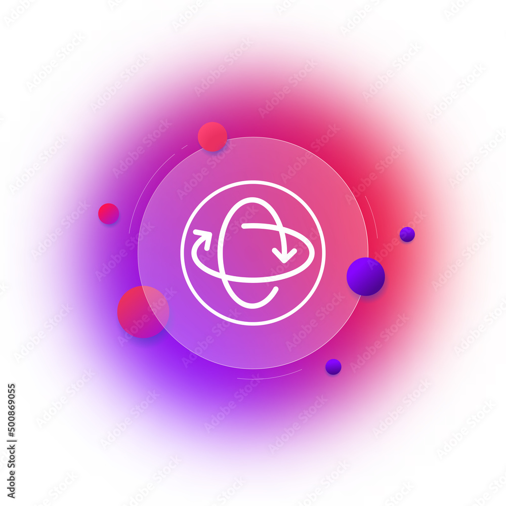 Poster 3d object icon. a virtual reality. orientation in space. gradient blur button with glassmorphism. cl
