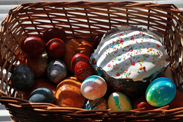 painted easter eggs with ukrainian ornaments	

