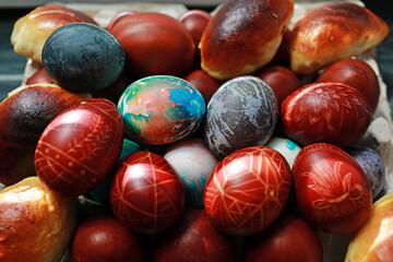 Obraz premium painted easter eggs with ukrainian ornaments 