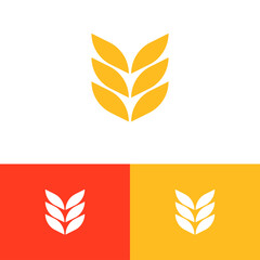 Minimal modern wheat grain logo vector design concept. Agriculture farm company brand logomark illustration template. Representing health, bread, cereal, plant, seed, vegan, food, harvest.