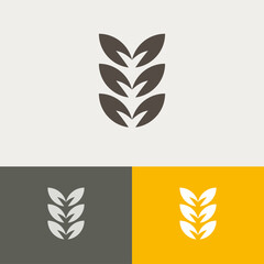 Fototapeta na wymiar Classic elegant wheat grain logo vector design concept. Agriculture farm company brand logomark illustration template. Representing organic, plant, seed, vegan, food, harvest, health, bread, cereal.