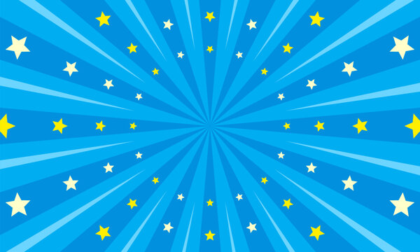 Blue comic burst with star background