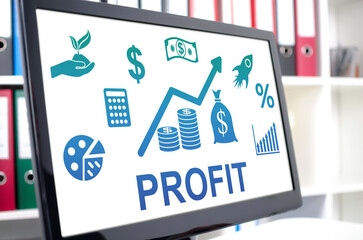Profit concept on a computer screen